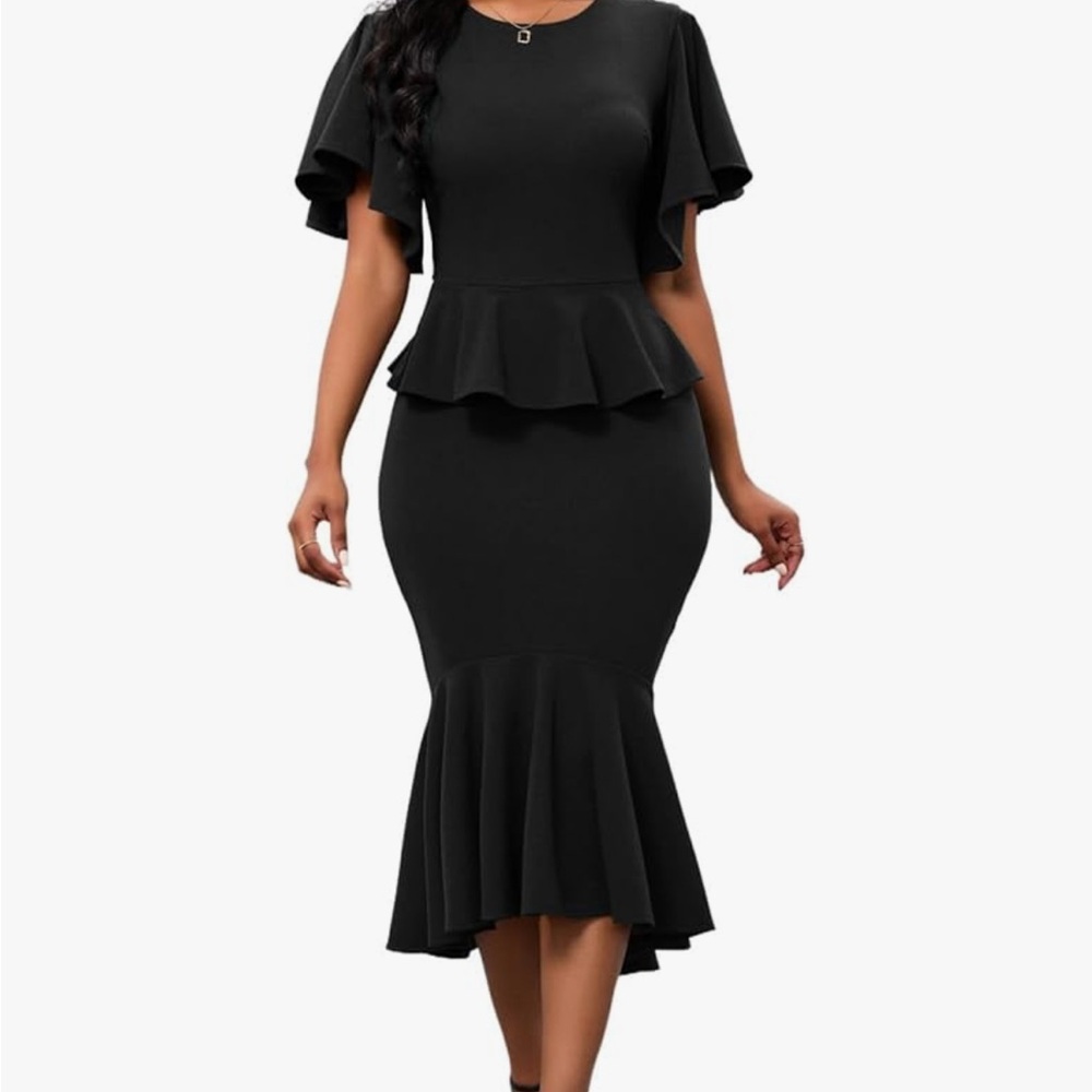 Chic Black Ruffle Dress - Picture 2 of 2